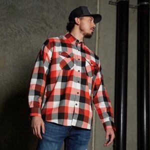 Dixxon Ironhead WTF Men's Flannel Plaid Button Down Shirt Large L